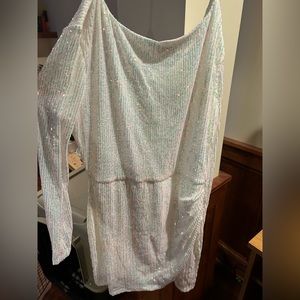 White Sequin Windsor Homecoming Dress